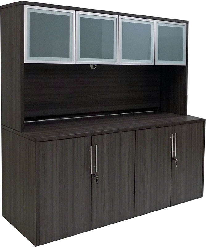 Charcoal 4-Door Storage Credenza w/Hutch Questions & Answers