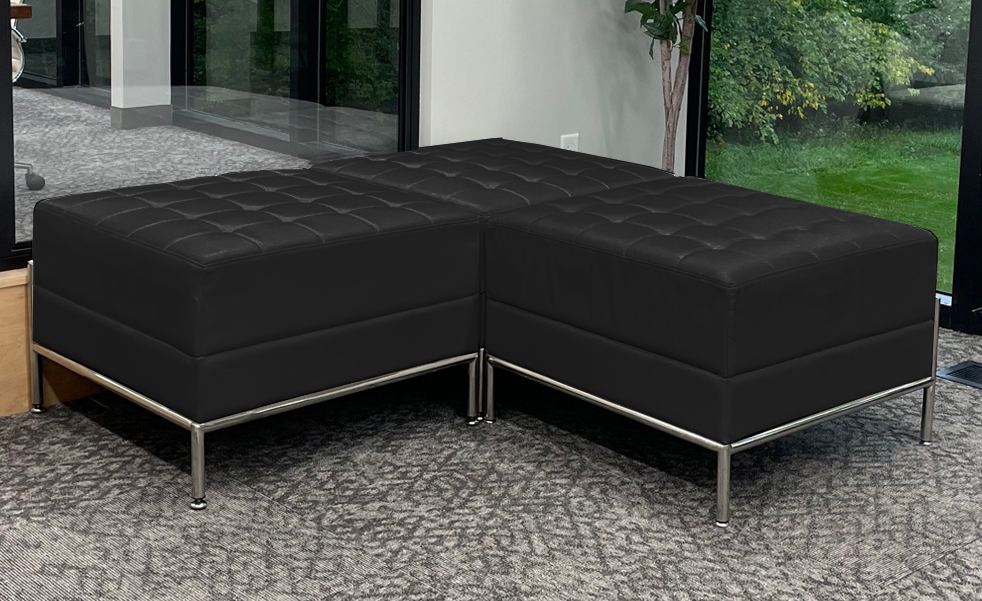 Black Tufted Modular 3-Section L-Shaped Bench Questions & Answers