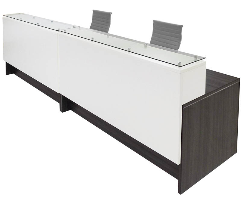Emerge Glass Top 2-Person Reception Desk w/Drawers & LED Lights - 132"W Questions & Answers