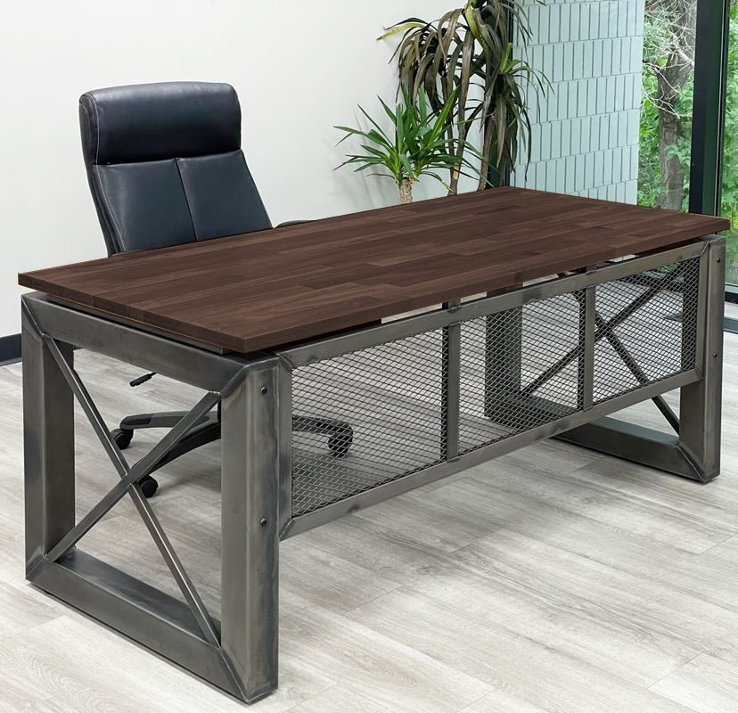 What type of panel is used for added stability in the desk?