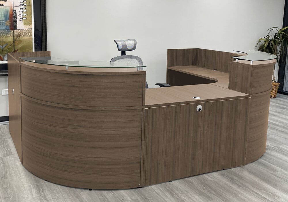 What are the dimensions of the reception return desks?