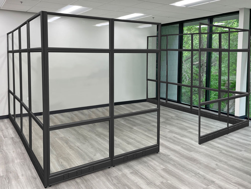 12' x 15' x 7'H Clear Glass Modular Conference Room w/ Black Frame Questions & Answers