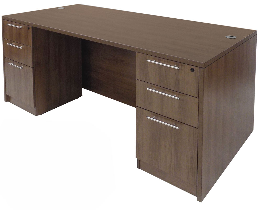 Modern Walnut Rectangular Executive Desk w/6 Drawers Questions & Answers