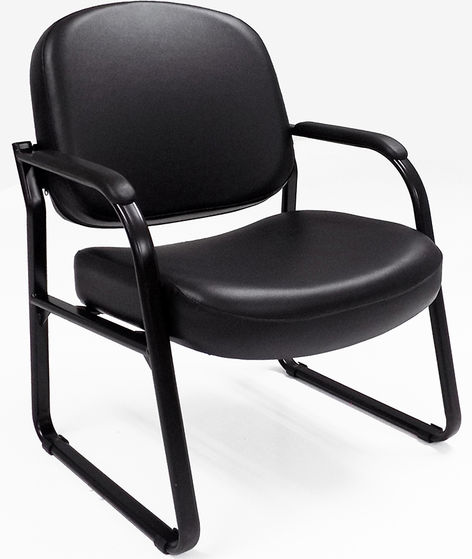 500 lbs. Capacity Antimicrobial Black Vinyl Guest Chair with Arms Questions & Answers