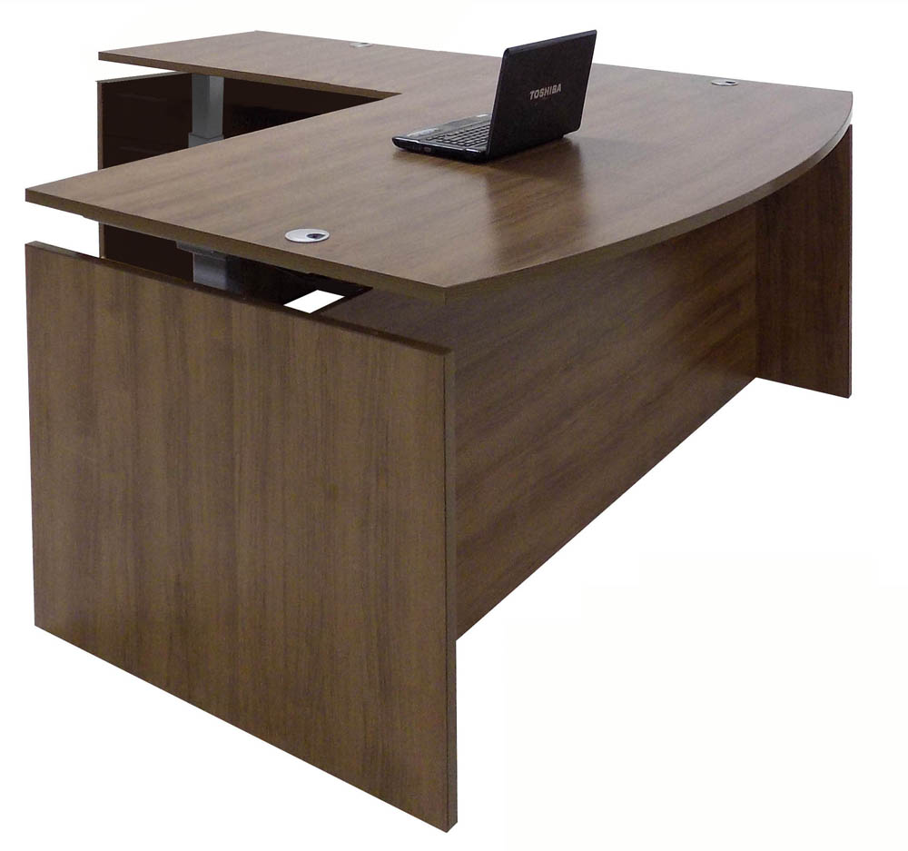 71" x 89" Enclosed Fully Height Adjustable Bow Front L-Shaped Desk - Other Sizes Available Questions & Answers