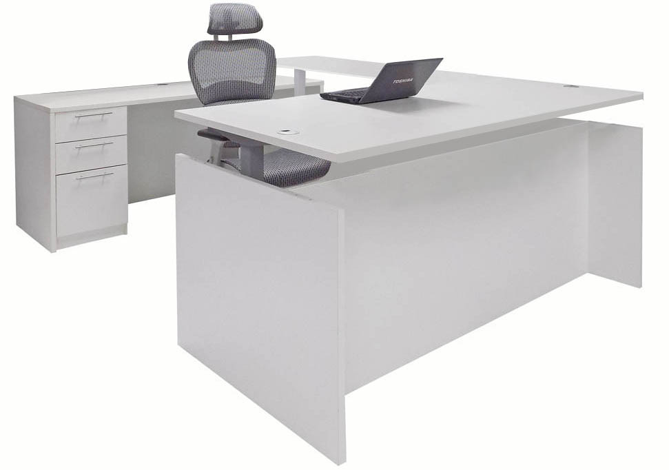 Enclosed Straight Front U-Shaped Desk with Height Adjustable L-Surface Questions & Answers
