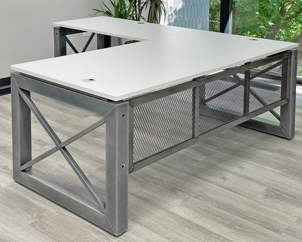 Xdustrial Series 71"W x 83"D Executive Raw Metal Frame L-Shaped Desk Questions & Answers