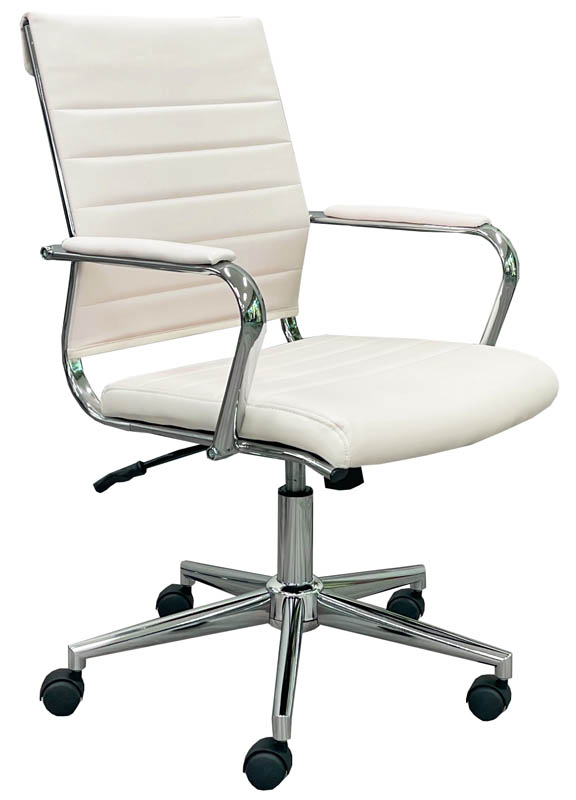 Padded Modern Classic Mid Back Office Chair in Cream Leather Questions & Answers