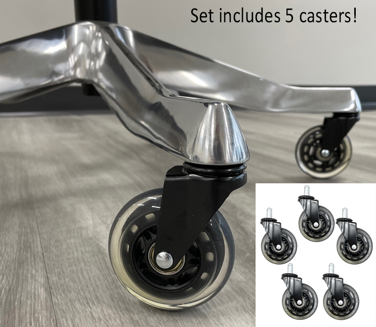Upgrade 3" Heavy Duty Rubber In-Line Office Chair Caster Set for Carpet or Hard Floors Questions & Answers