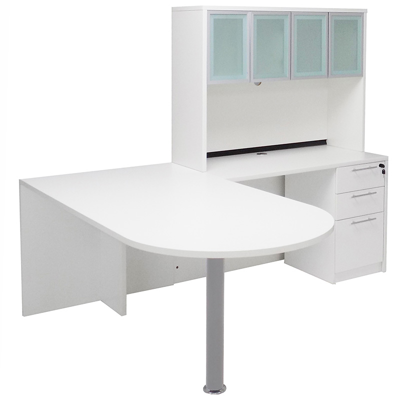 White Peninsula L-Shaped Desk w/48" Hutch Questions & Answers