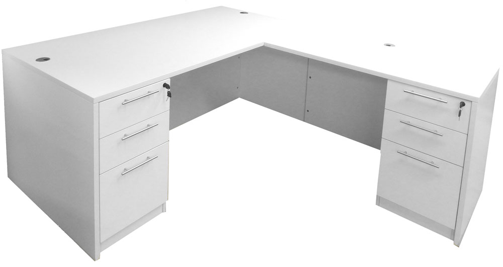 White L-Shaped Rectangular Executive Desk w/6 Drawers Questions & Answers