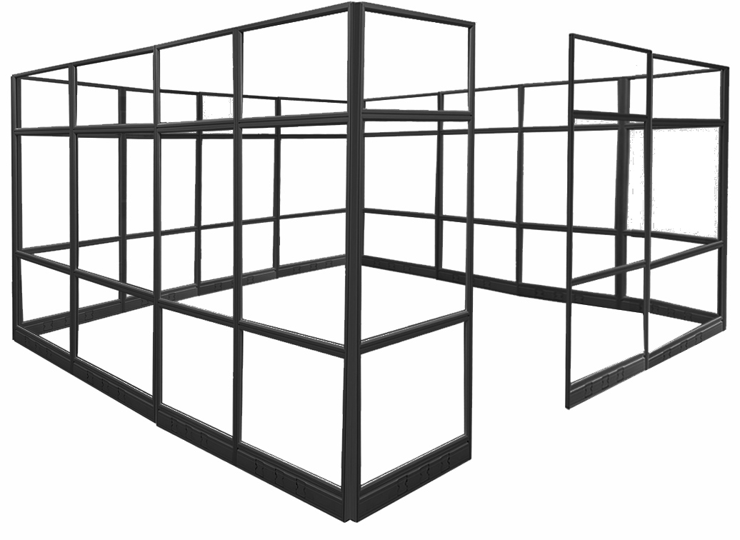 12' x 12' x 7'H Clear Glass Modular Office w/ Black Frame - Starter Cubicle Questions & Answers
