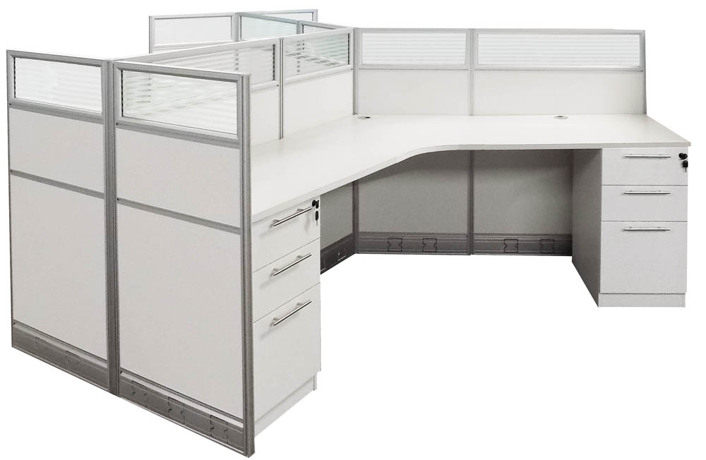 48"H White Laminate 3-Person Cubicle - 131" x 113" Add on Workstation Questions & Answers
