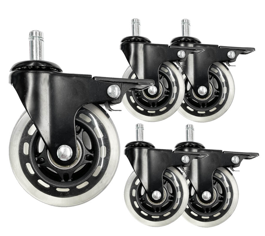 Upgrade Set of 5 3" Rubber In-Line Locking Office Chair Casters with 350 lb. Capacity Questions & Answers