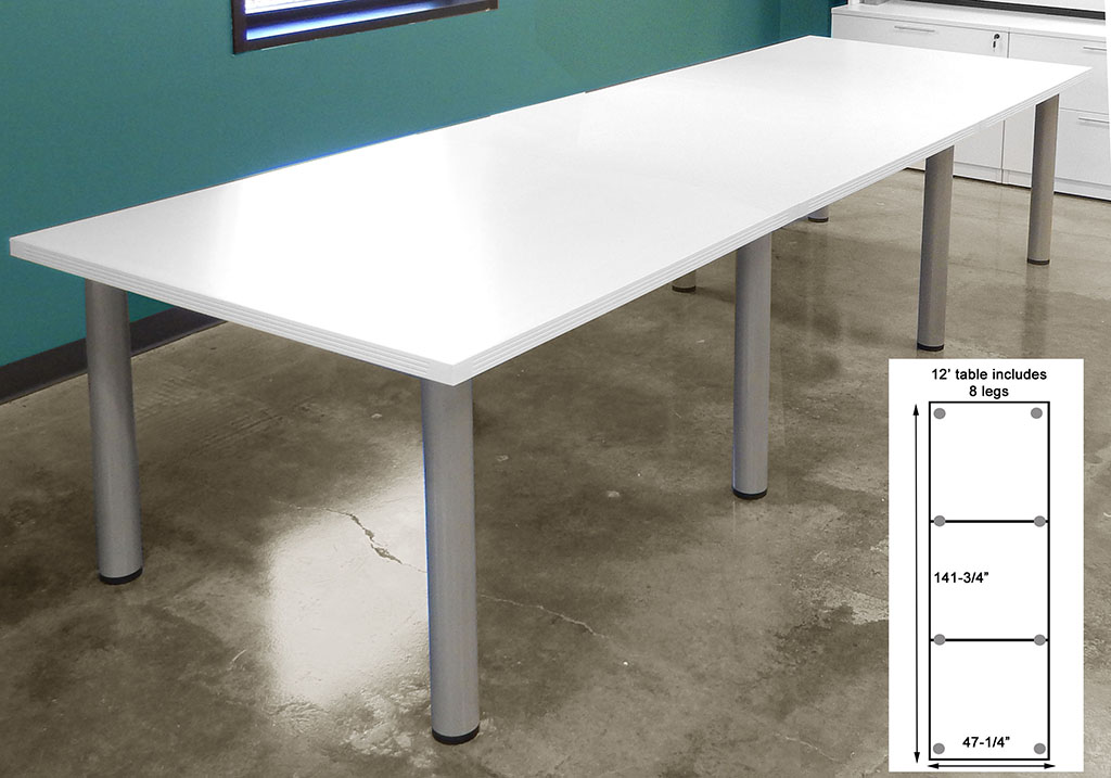 12' x 4' White Conference Table Questions & Answers
