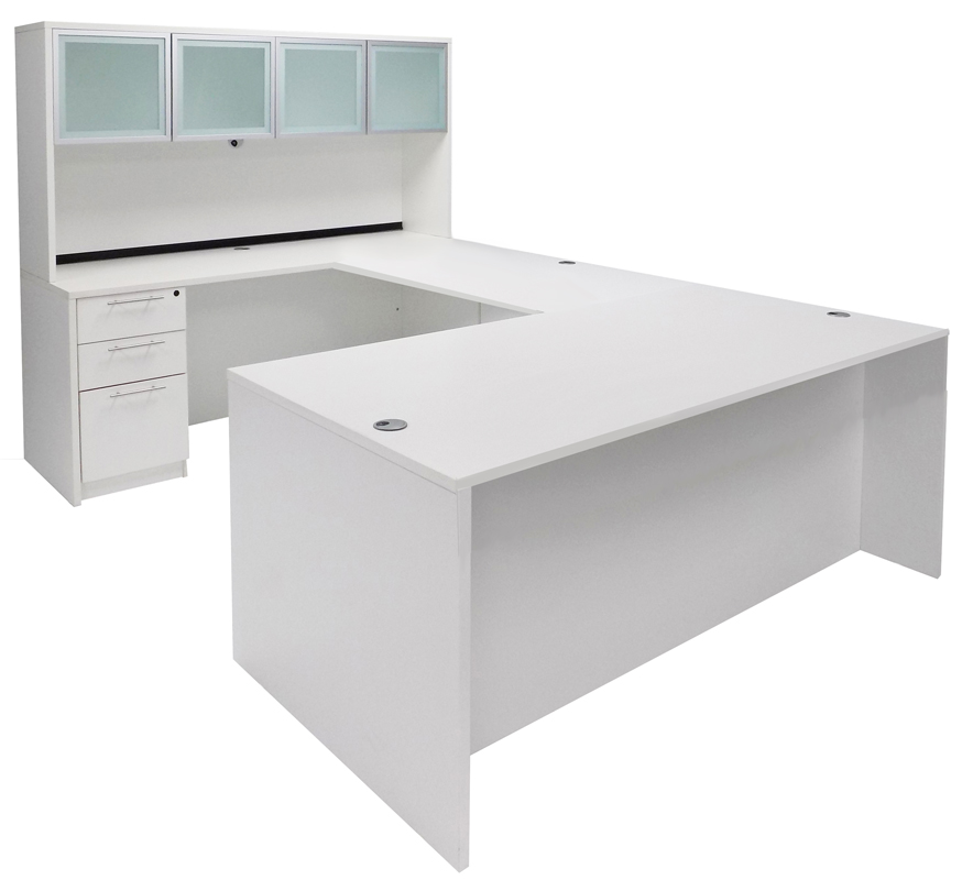 White Laminate Straight Front U-Workstation w/Hutch Questions & Answers