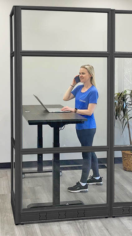 36"W x 7-Foot High Clear Glass Office Panel w/ Black Frame Questions & Answers