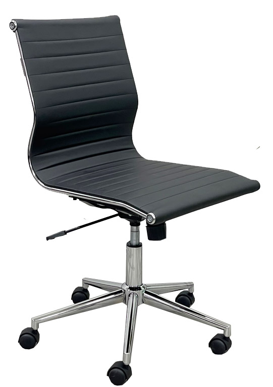 Modern Classic Armless Office Chair in Black Leather Questions & Answers