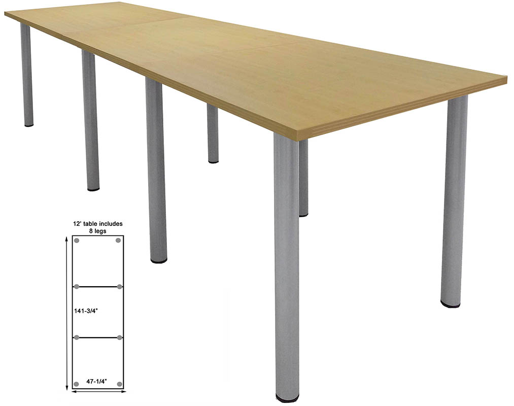 12' x 4' Standing Height Conference Table w/Round Post Legs Questions & Answers