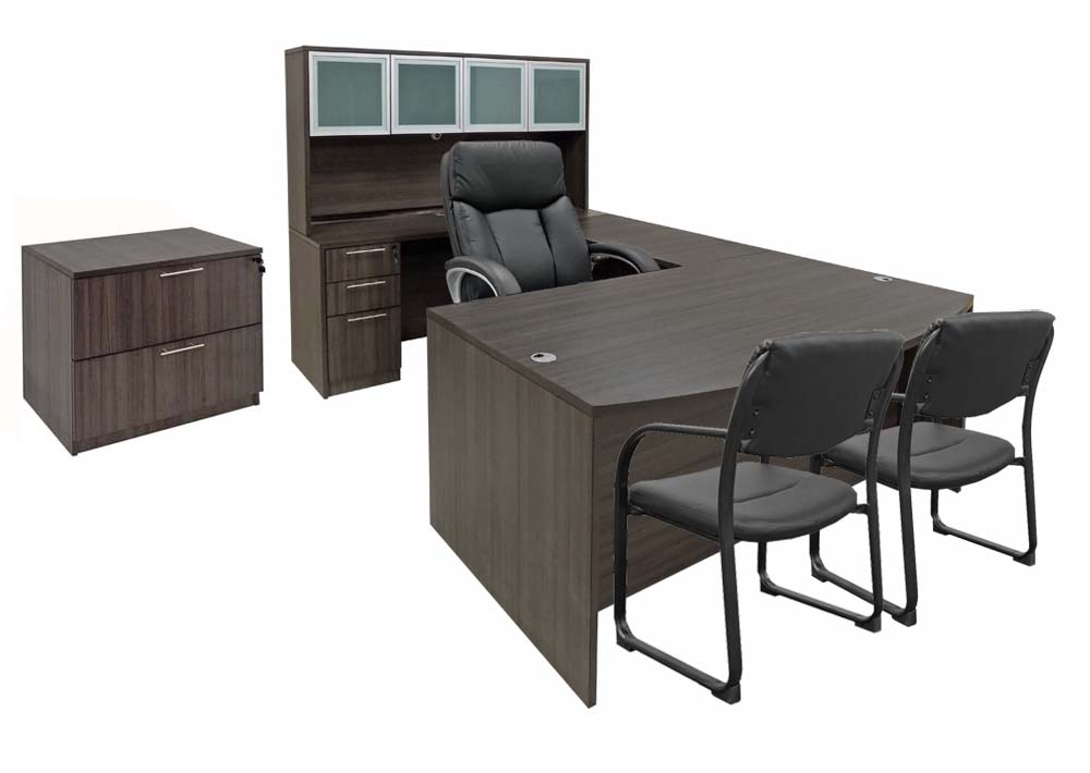 Office Desk & Chair Set for 12' x 15' Office - Charcoal Laminate Questions & Answers