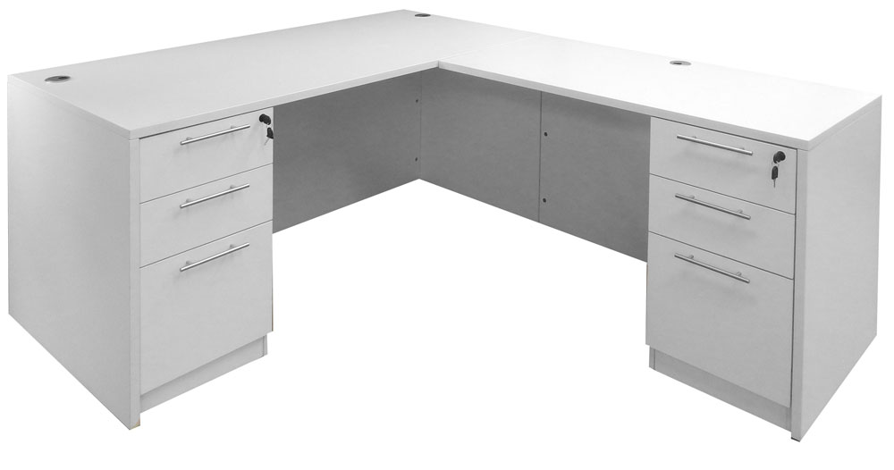 White L-Shaped Rectangular Managers Desk w/6 Drawers Questions & Answers
